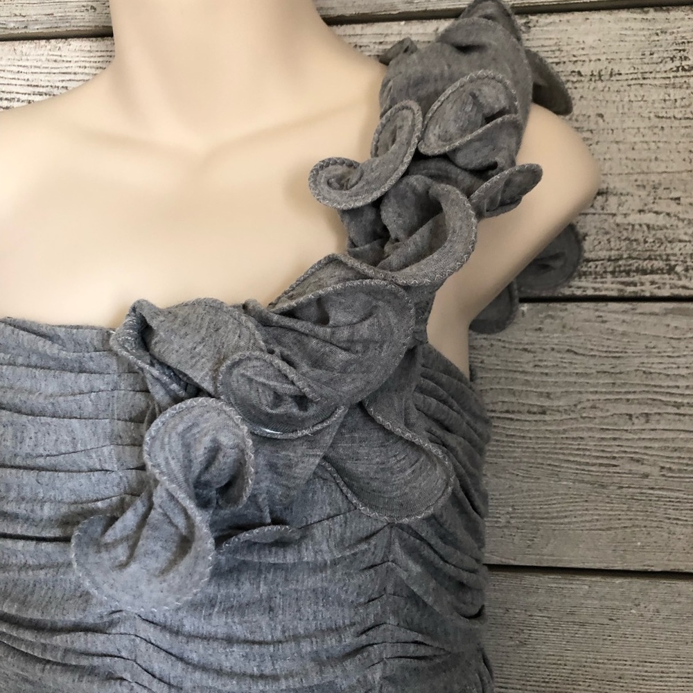 MM Couture by Miss Me Grey/Gray One Shoulder Unique Dress Size L/6 - Picture 3 of 3